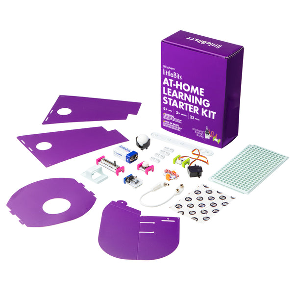 The littleBits at-home learning starter kit on a white background.