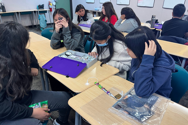 Students working with littleBits.