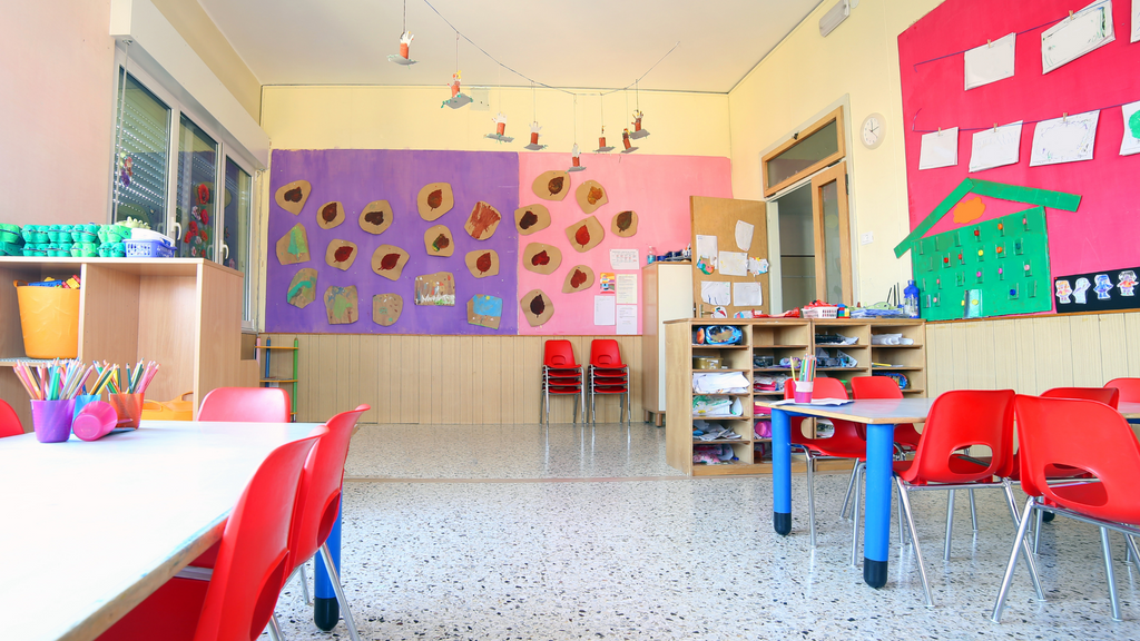 The elementary classroom can be divided into spaces for specific activities. 