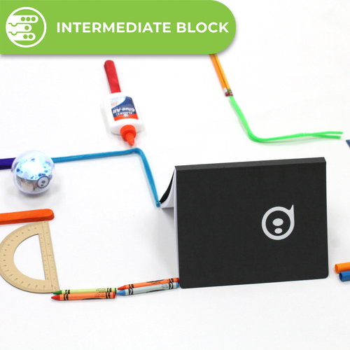 SPRK+ going through a maze made out of school supplies.