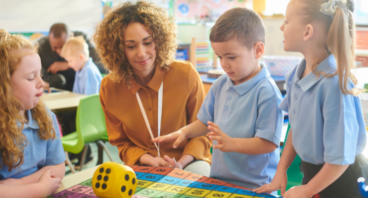 A teacher uses number senses games with her students to teach computational thinking in the classroom.
