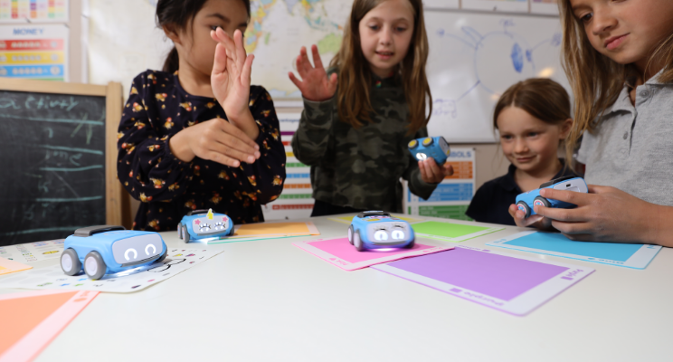 Young students learn computation thinking in the classroom through playtime with robots like Sphero indi.